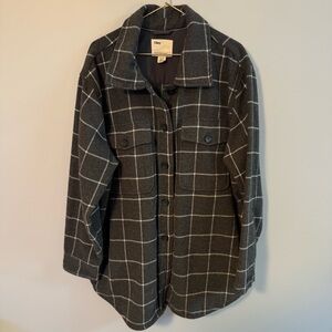 TILLEY Women's Jacket WOOL Blend Plaid GREY & white Size XL